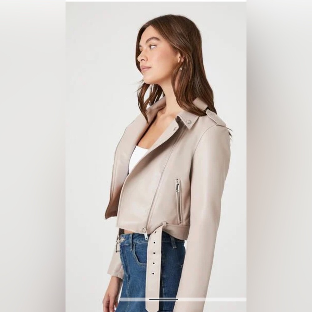 Brand new with tag women leather Moto jacket color cream